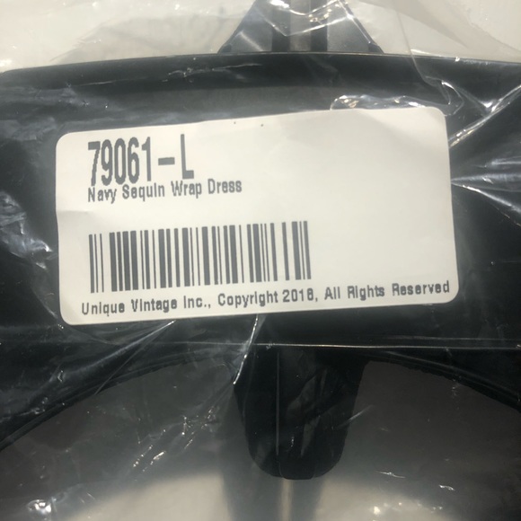 Navy Sequin wrap dress Sz L - Picture 2 of 10